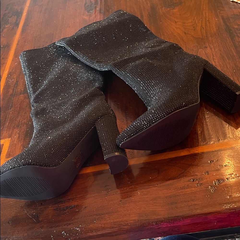 Elegant Black Rhinestone Women's Boots